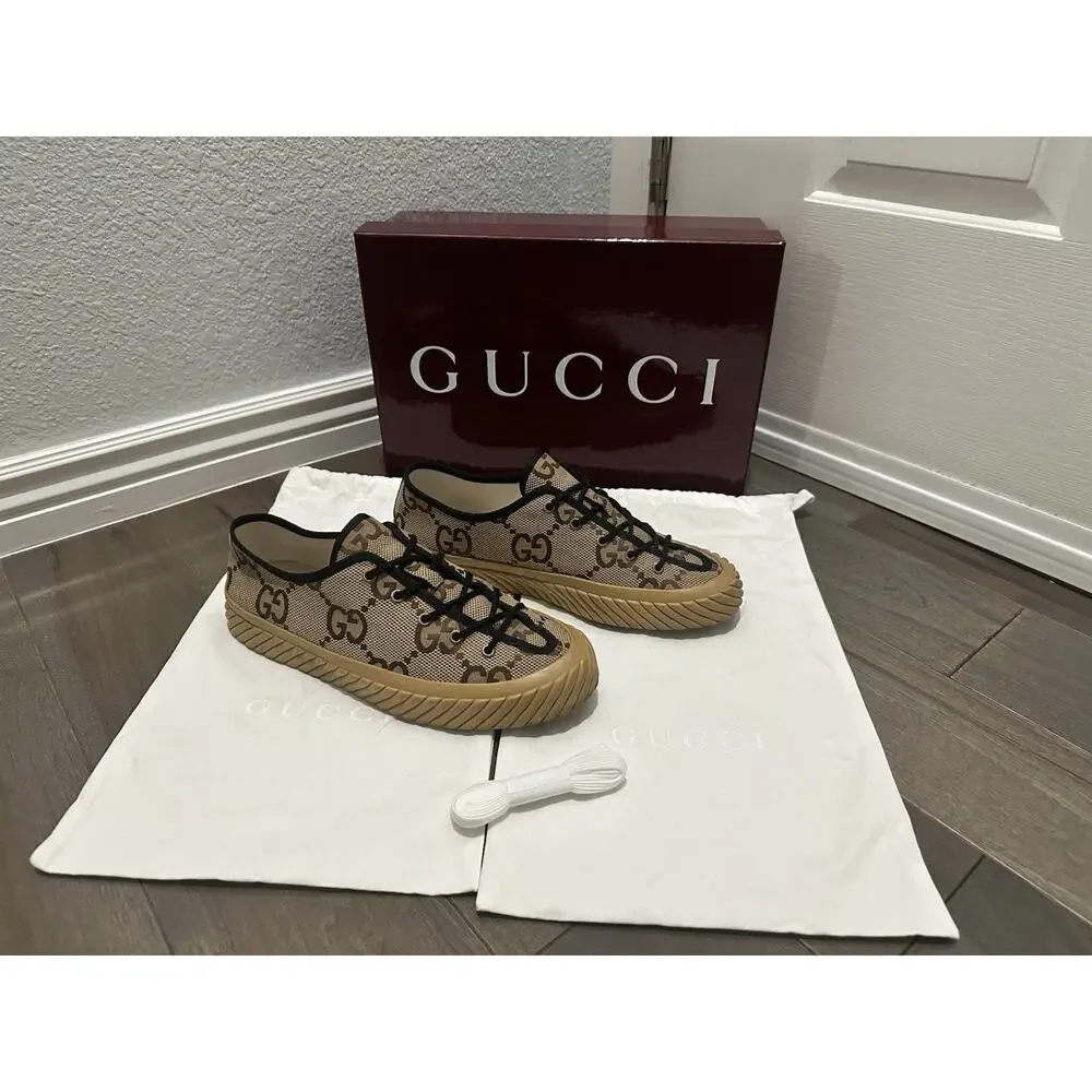 AUTHENTIC GUCCI MAXI LOWTOP SNEAKER 703031 GG SZ 10 (fits USA 11)
